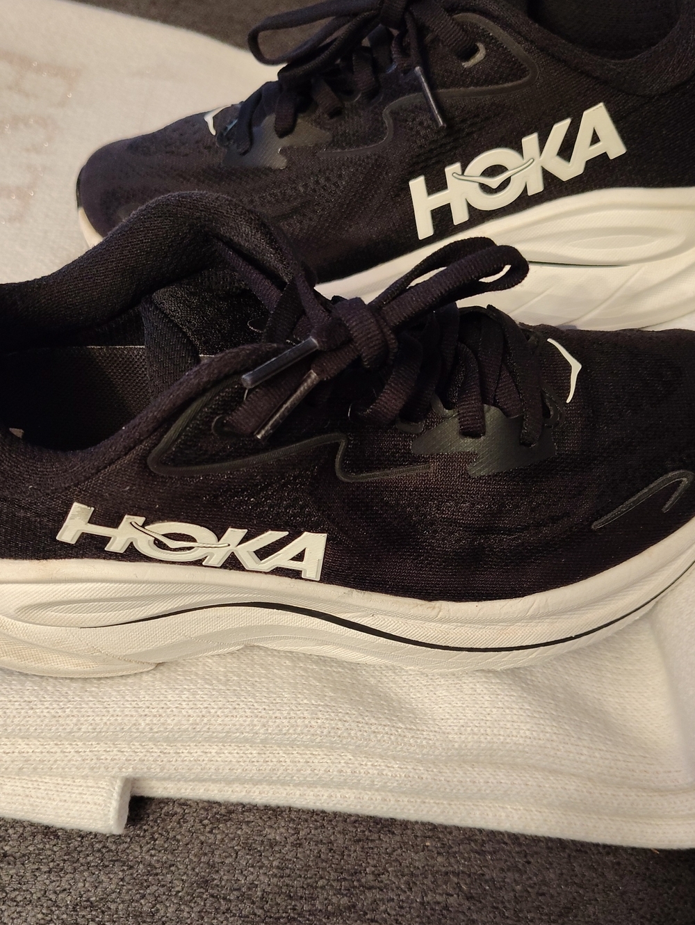 Hoka Women's Black and White Athletic Sneakers